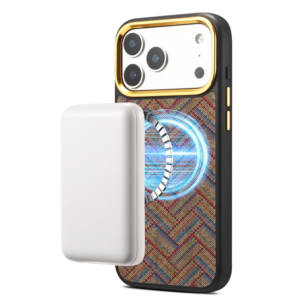 For iPhone 16 Pro Max Denior A28+1 Ethnic Embroider Pattern Style Magnetic Phone Case - Blue - EDA009797303B