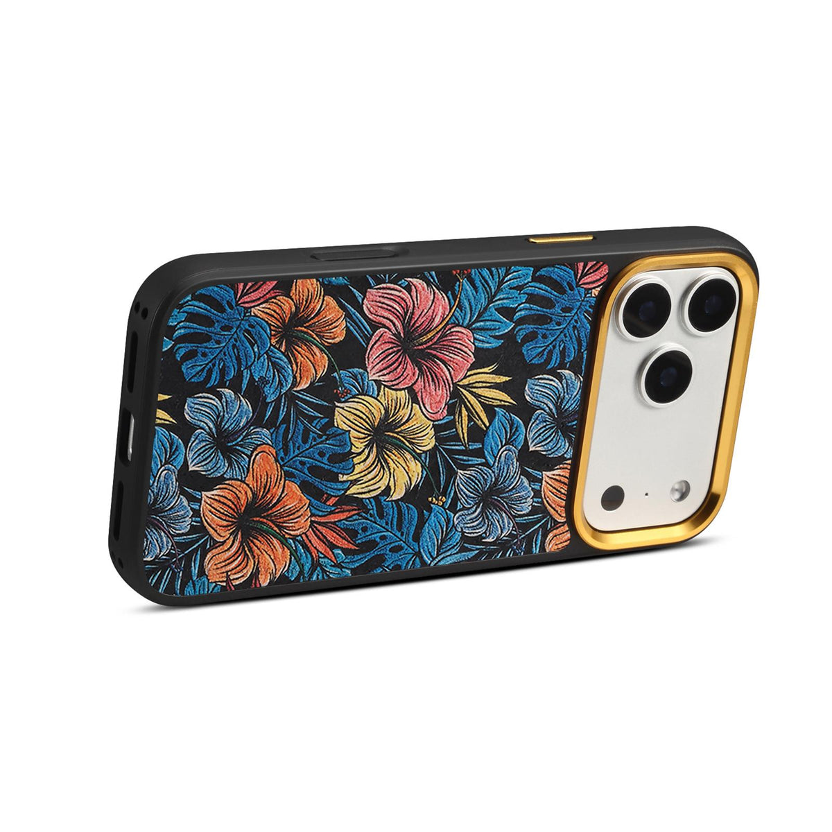 For iPhone 16 Pro Max Denior A28+1 Ethnic Embroider Pattern Style Magnetic Phone Case - Black - EDA009797303C