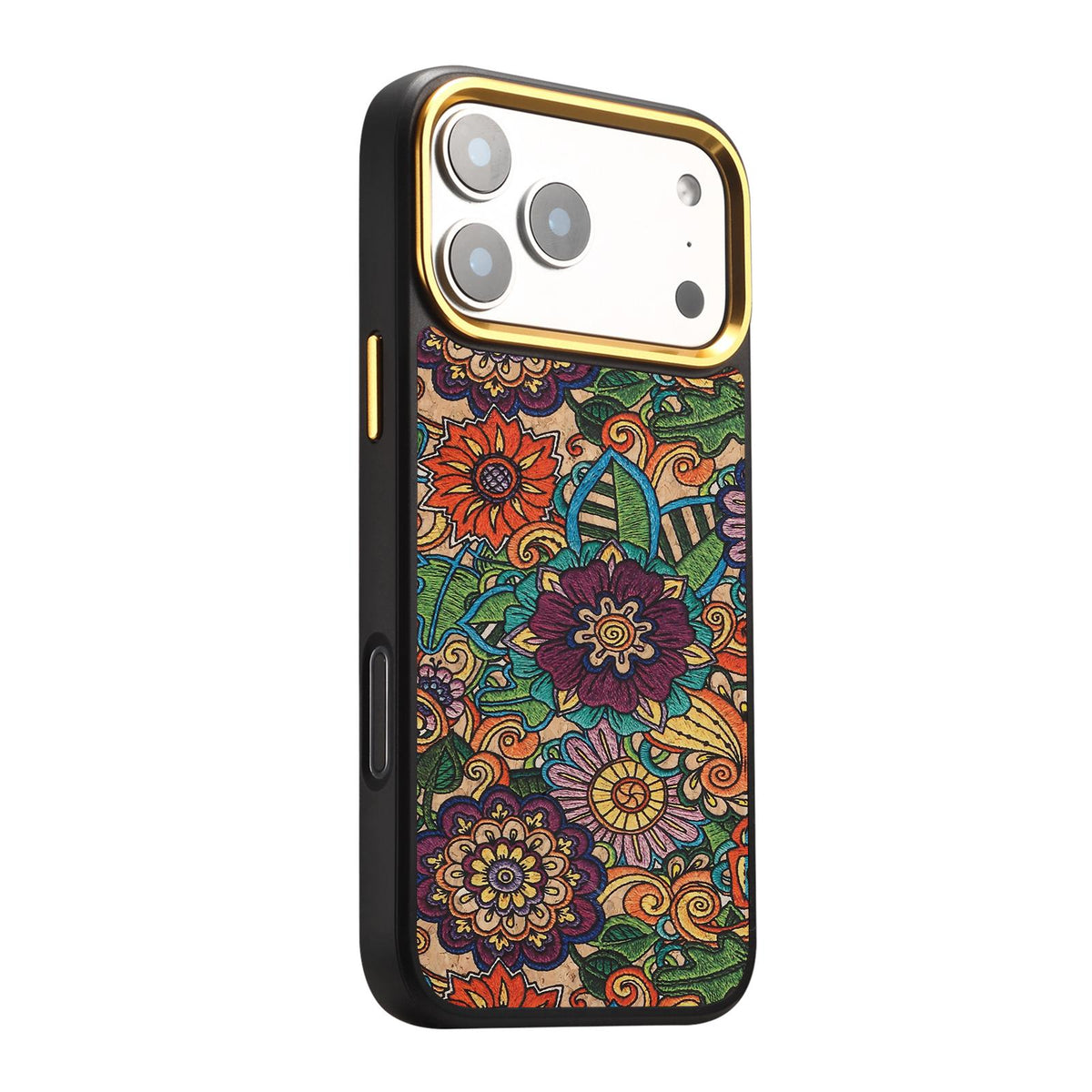 For iPhone 16 Pro Max Denior A28+1 Ethnic Embroider Pattern Style Magnetic Phone Case - Purple - EDA009797303E