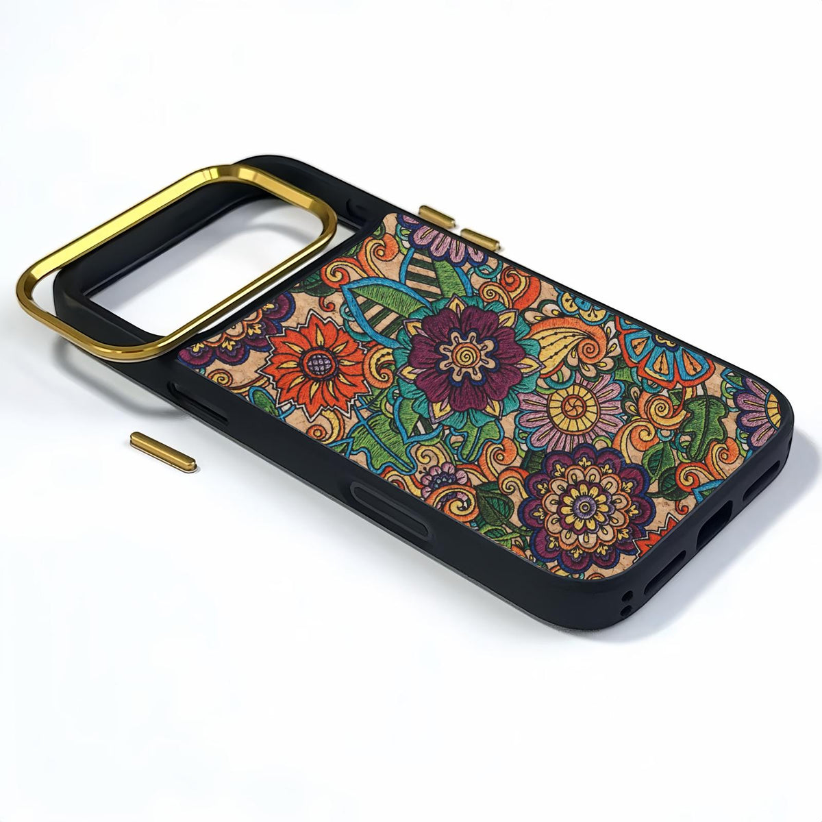 For iPhone 16 Pro Max Denior A28+1 Ethnic Embroider Pattern Style Magnetic Phone Case - Purple - EDA009797303E