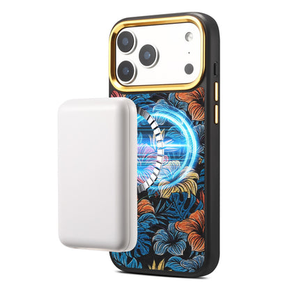 For iPhone 16 Pro Denior A28+1 Ethnic Embroider Pattern Style Magnetic Phone Case - Black - EDA009797304C