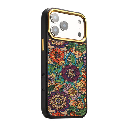 For iPhone 16 Pro Denior A28+1 Ethnic Embroider Pattern Style Magnetic Phone Case - Purple - EDA009797304E