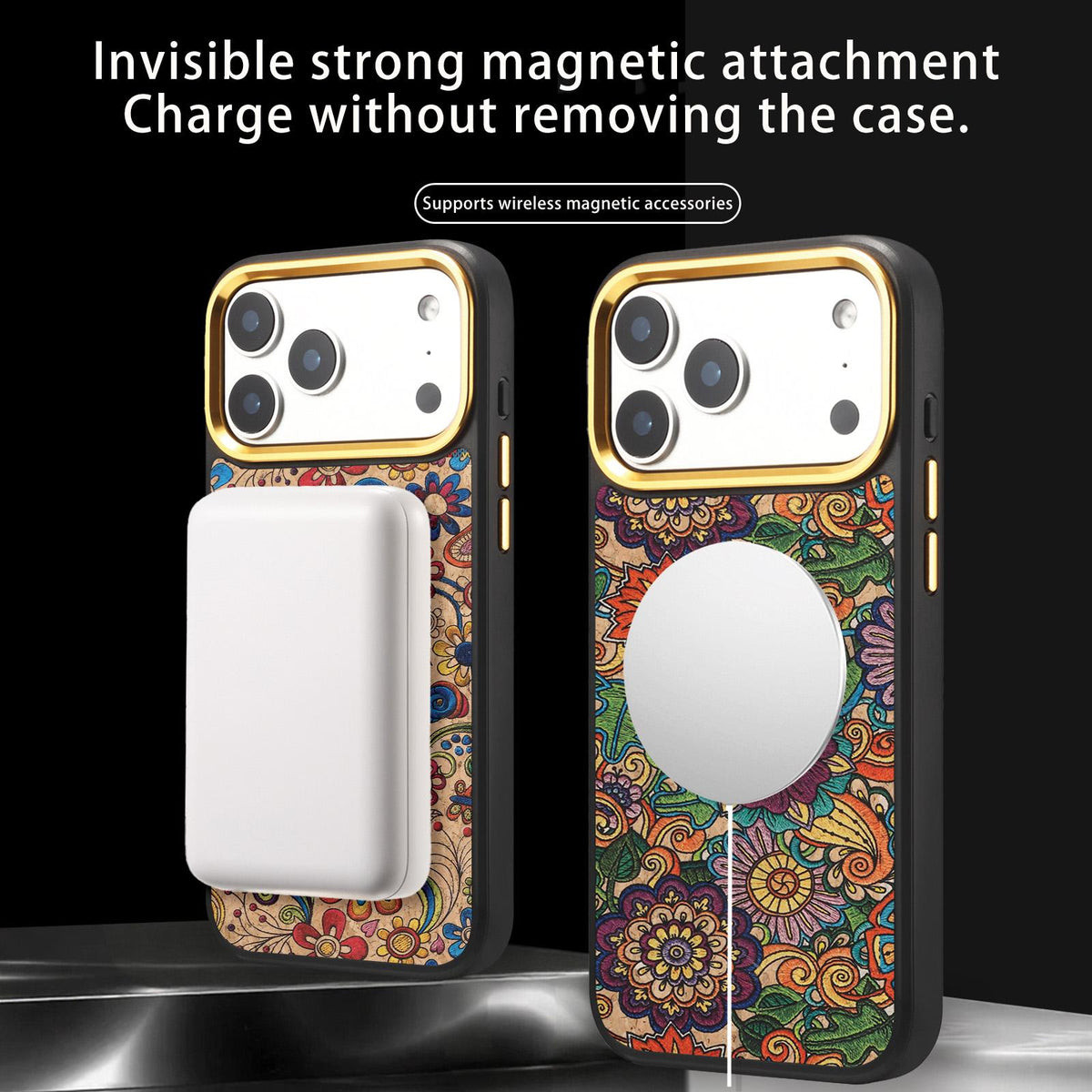 For iPhone 15 Pro Denior A28+1 Ethnic Embroider Pattern Style Magnetic Phone Case - Blue - EDA009797306B