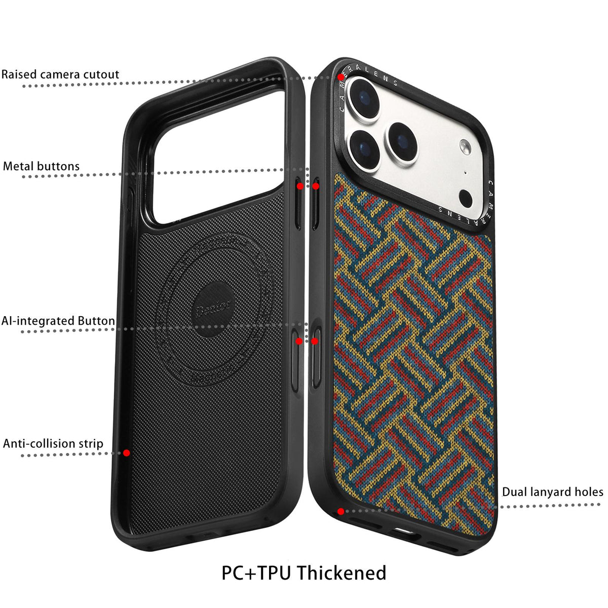 For iPhone 18 Pro Max / 17 Pro Max Denior A28 Ethnic Embroider Pattern Style Magnetic Phone Case - Red - EDA009798401A