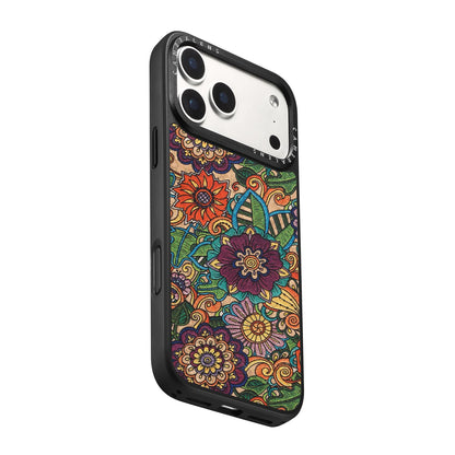 For iPhone 18 Pro Max / 17 Pro Max Denior A28 Ethnic Embroider Pattern Style Magnetic Phone Case - Purple - EDA009798401B