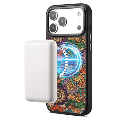 For iPhone 18 Pro Max / 17 Pro Max Denior A28 Ethnic Embroider Pattern Style Magnetic Phone Case - Purple - EDA009798401B
