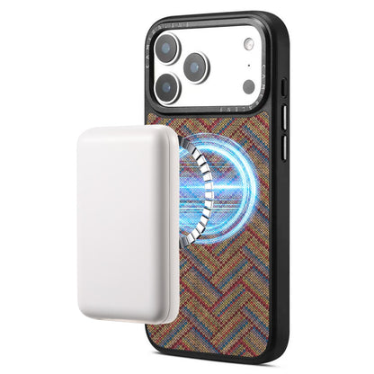 For iPhone 18 Pro Max / 17 Pro Max Denior A28 Ethnic Embroider Pattern Style Magnetic Phone Case - Blue - EDA009798401C