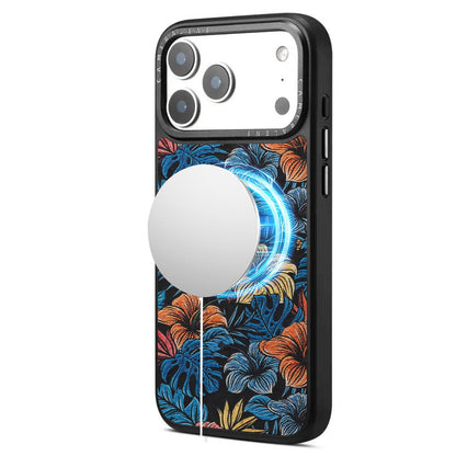 For iPhone 18 Pro Max / 17 Pro Max Denior A28 Ethnic Embroider Pattern Style Magnetic Phone Case - Black - EDA009798401D