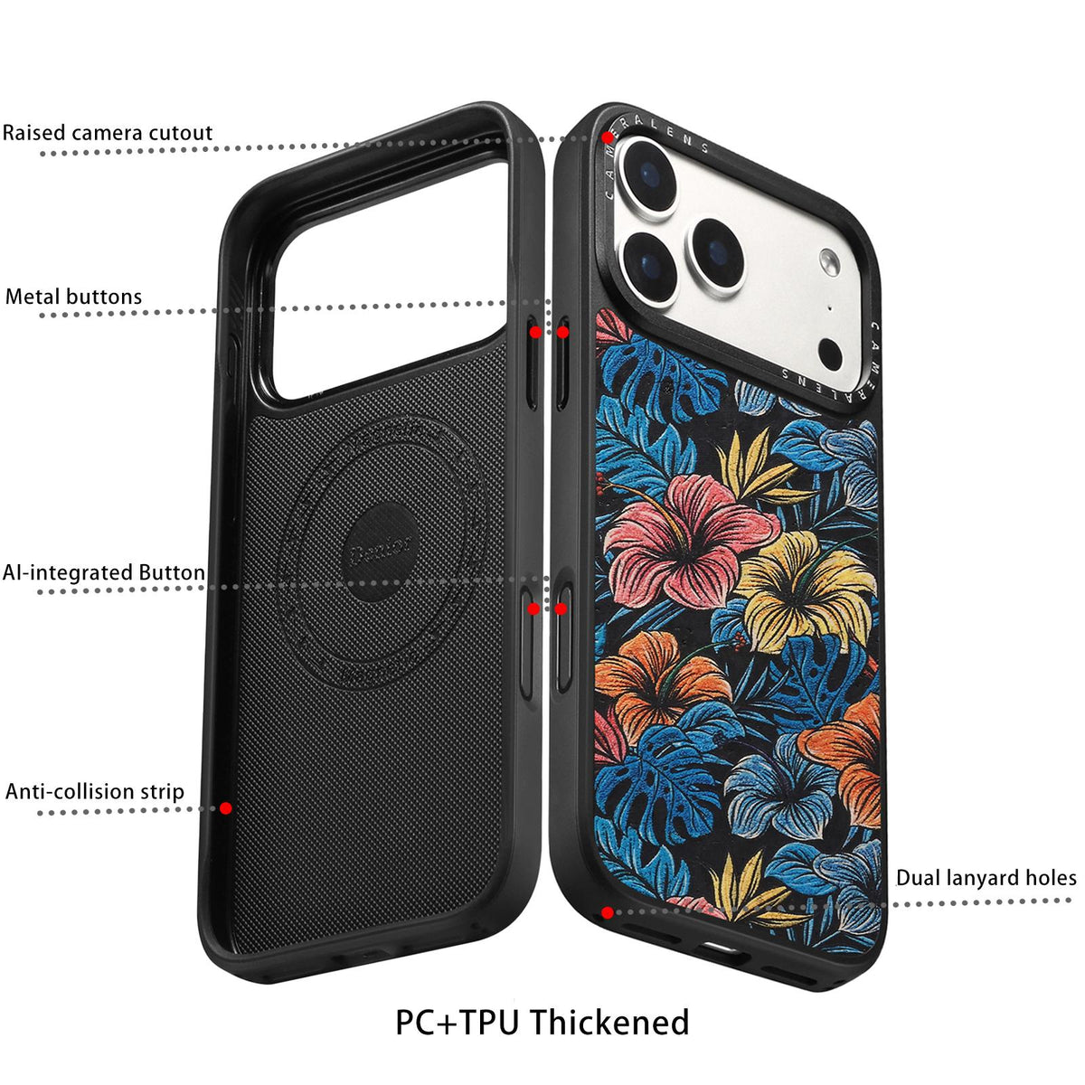 For iPhone 18 Pro Max / 17 Pro Max Denior A28 Ethnic Embroider Pattern Style Magnetic Phone Case - Black - EDA009798401D