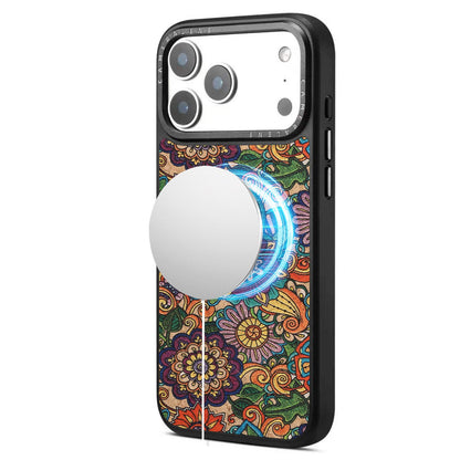 For iPhone 18 Pro / 17 Pro Denior A28 Ethnic Embroider Pattern Style Magnetic Phone Case - Purple - EDA009798402B