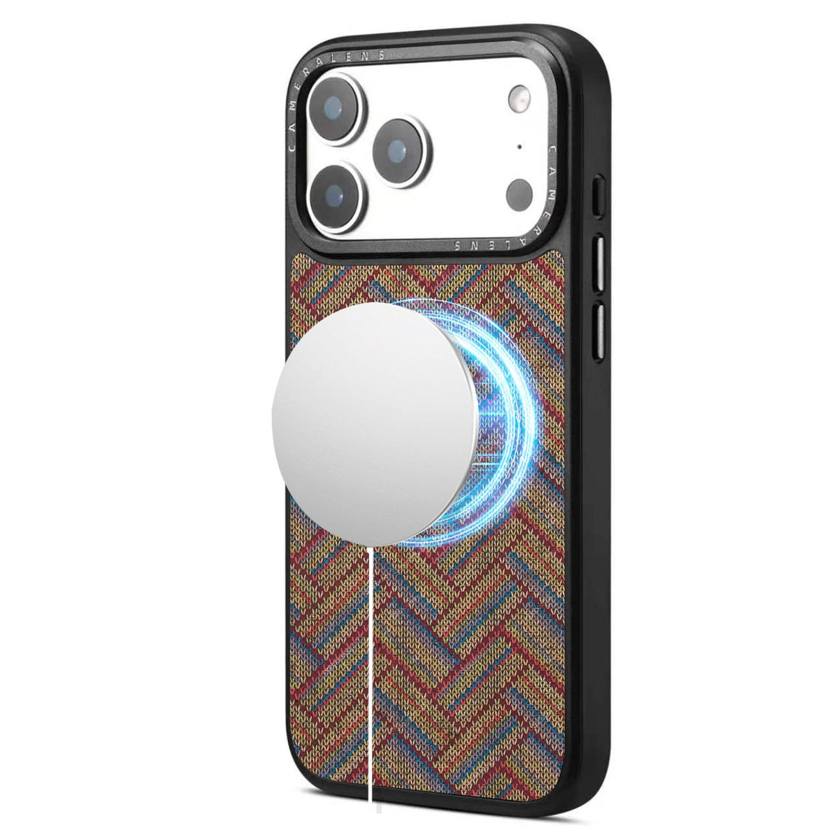 For iPhone 18 Pro / 17 Pro Denior A28 Ethnic Embroider Pattern Style Magnetic Phone Case - Blue - EDA009798402C