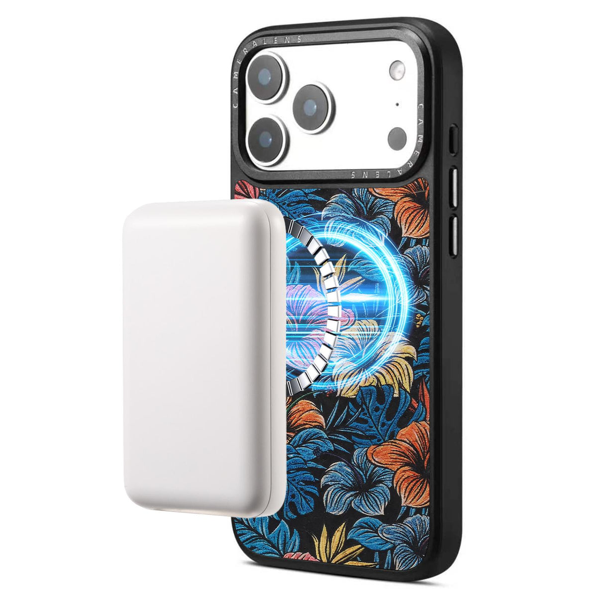 For iPhone 18 Pro / 17 Pro Denior A28 Ethnic Embroider Pattern Style Magnetic Phone Case - Black - EDA009798402D