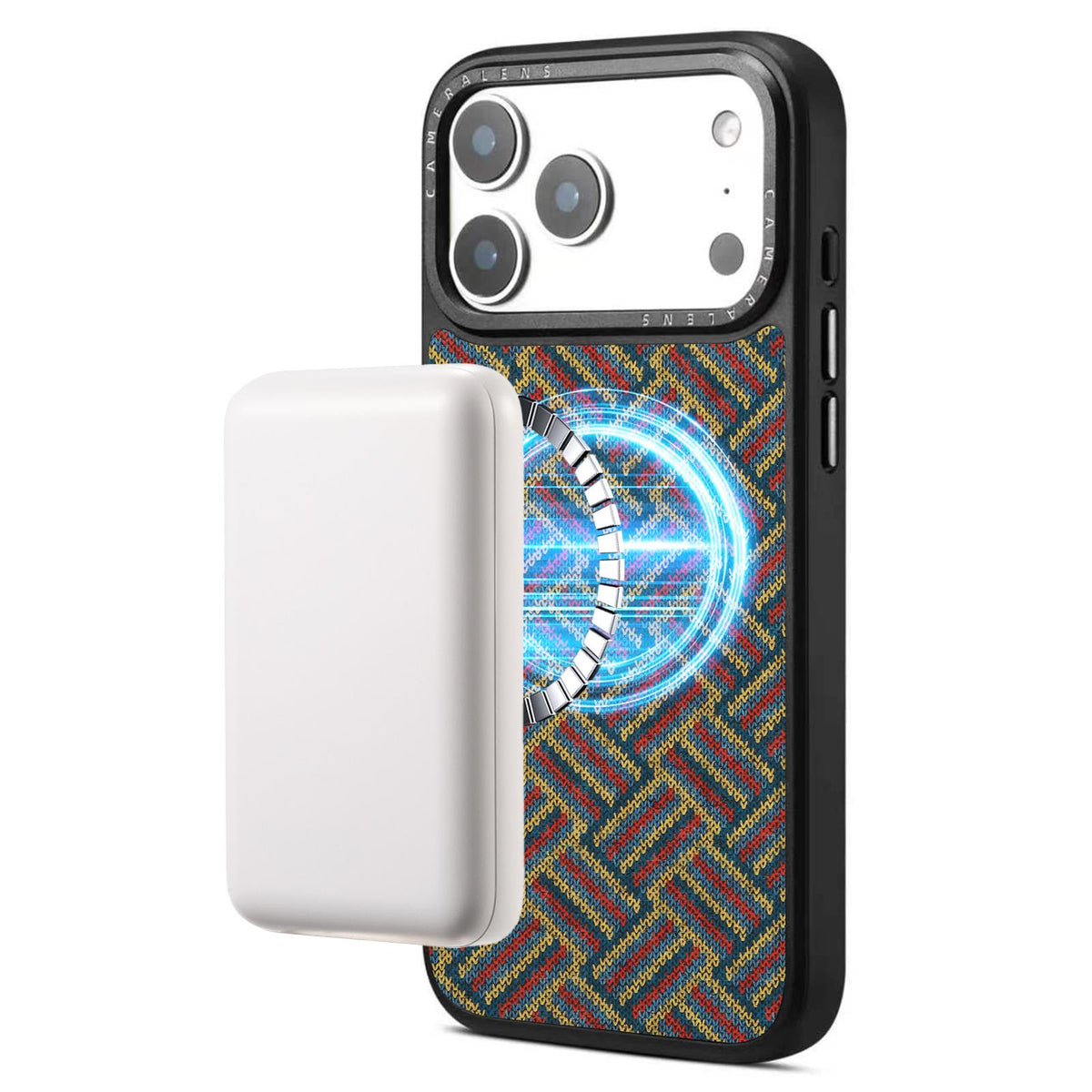 For iPhone 16 Pro Max Denior A28 Ethnic Embroider Pattern Style Magnetic Phone Case - Red - EDA009798403A