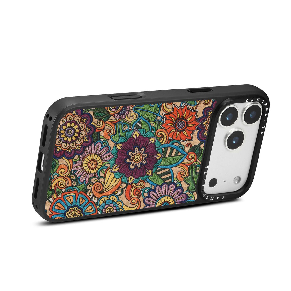 For iPhone 16 Pro Max Denior A28 Ethnic Embroider Pattern Style Magnetic Phone Case - Purple - EDA009798403B