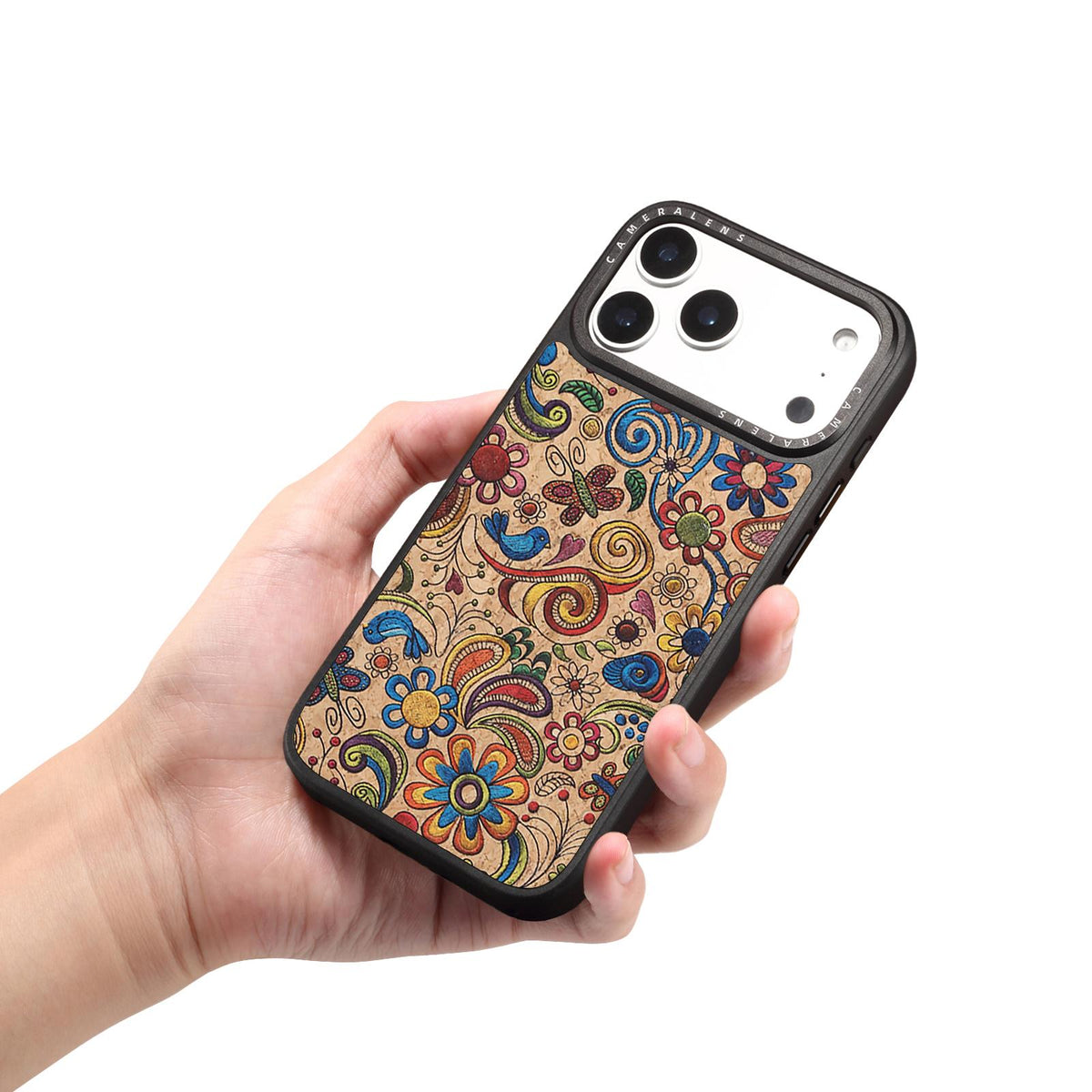 For iPhone 16 Pro Max Denior A28 Ethnic Embroider Pattern Style Magnetic Phone Case - Khaki - EDA009798403E