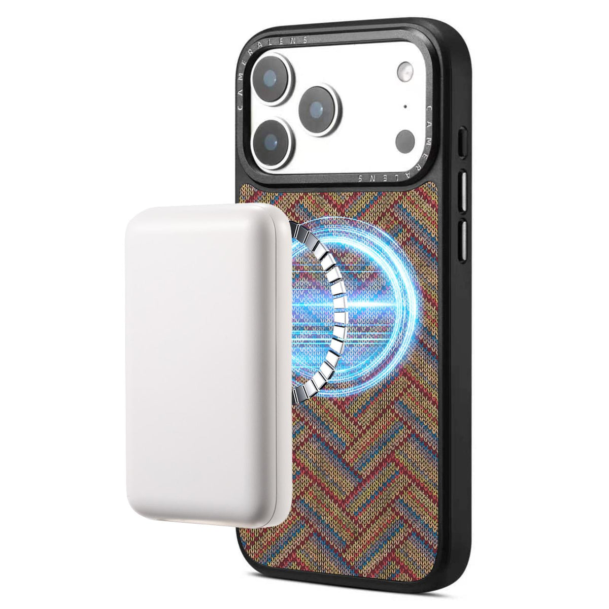 For iPhone 16 Pro Denior A28 Ethnic Embroider Pattern Style Magnetic Phone Case - Blue - EDA009798404C