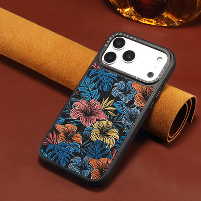 For iPhone 16 Pro Denior A28 Ethnic Embroider Pattern Style Magnetic Phone Case - Black - EDA009798404D