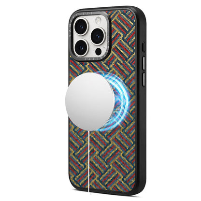 For iPhone 15 Pro Max Denior A28 Ethnic Embroider Pattern Style Magnetic Phone Case - Red - EDA009798405A