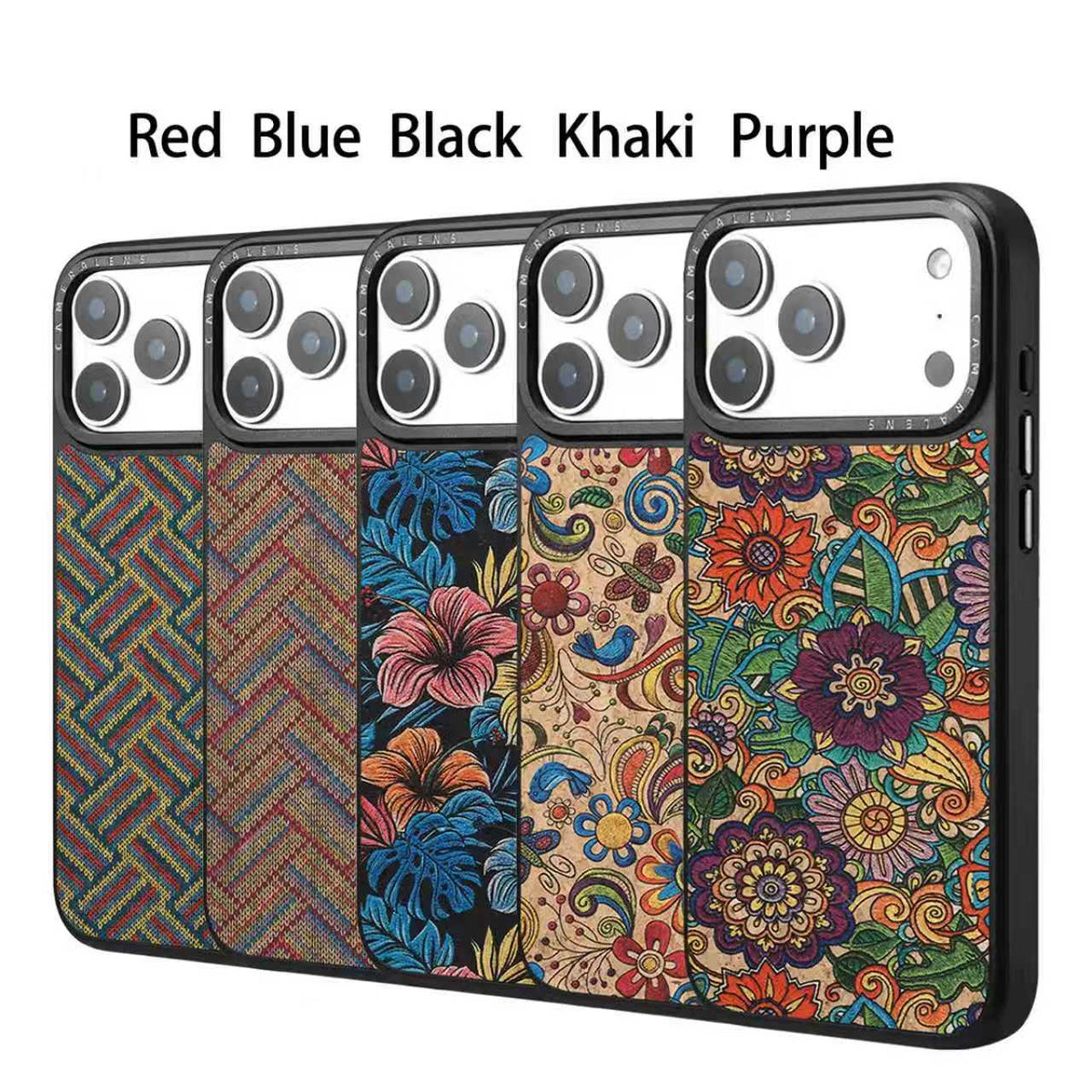 For iPhone 15 Pro Max Denior A28 Ethnic Embroider Pattern Style Magnetic Phone Case - Purple - EDA009798405B