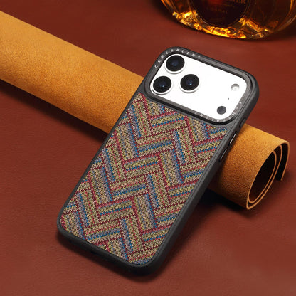 For iPhone 15 Pro Max Denior A28 Ethnic Embroider Pattern Style Magnetic Phone Case - Blue - EDA009798405C