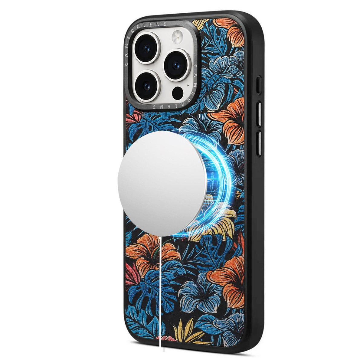 For iPhone 15 Pro Max Denior A28 Ethnic Embroider Pattern Style Magnetic Phone Case - Black - EDA009798405D