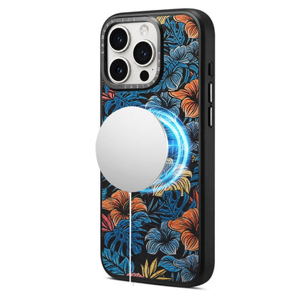 For iPhone 15 Pro Max Denior A28 Ethnic Embroider Pattern Style Magnetic Phone Case - Black - EDA009798405D