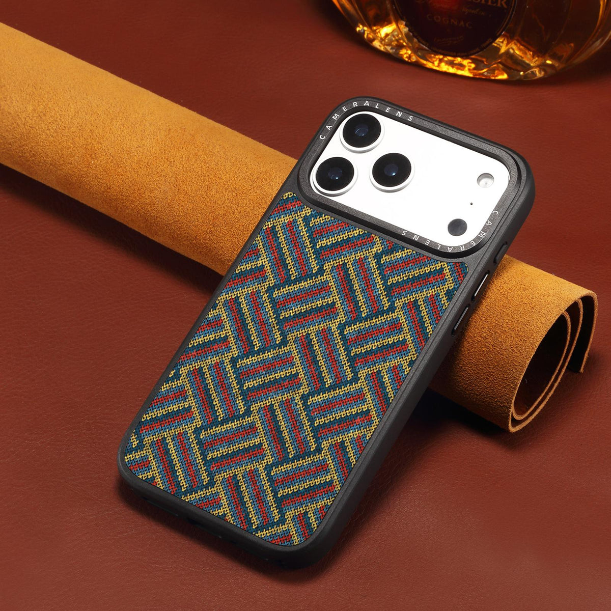 For iPhone 15 Pro Denior A28 Ethnic Embroider Pattern Style Magnetic Phone Case - Red - EDA009798406A
