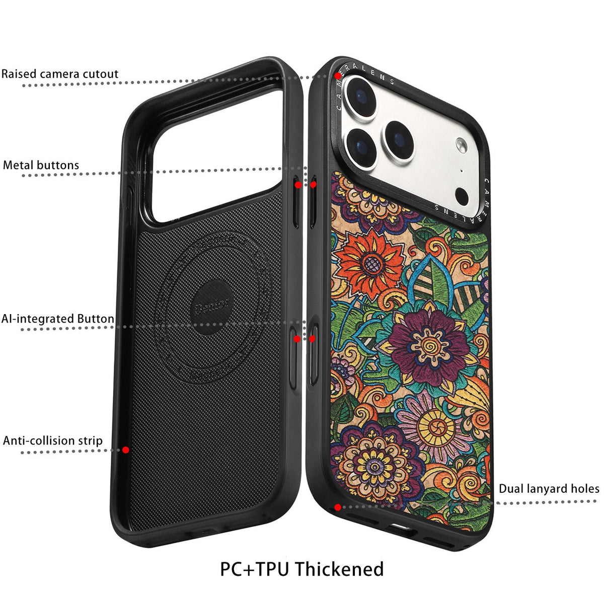 For iPhone 15 Pro Denior A28 Ethnic Embroider Pattern Style Magnetic Phone Case - Purple - EDA009798406B
