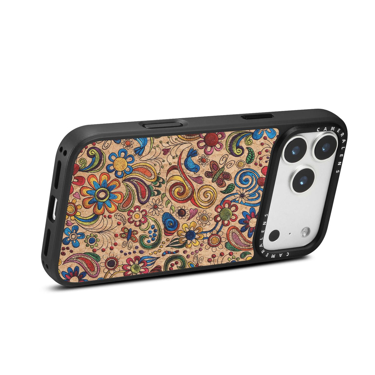 For iPhone 15 Pro Denior A28 Ethnic Embroider Pattern Style Magnetic Phone Case - Khaki - EDA009798406E