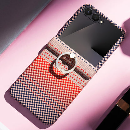 For Galaxy Z Flip8 5G Rainbow Plaid Shell-Film Integrated Shockproof Phone Case - Pink - EDA009799301A