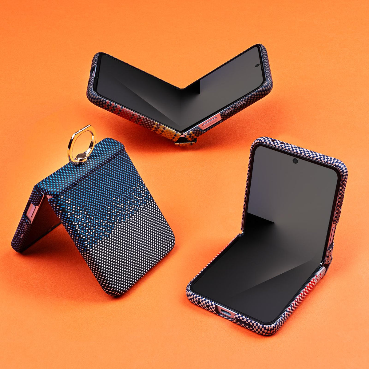 For Galaxy Z Flip8 5G Rainbow Plaid Shell-Film Integrated Shockproof Phone Case - Pink - EDA009799301A