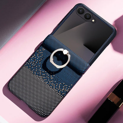For Galaxy Z Flip8 5G Rainbow Plaid Shell-Film Integrated Shockproof Phone Case - Blue - EDA009799301B