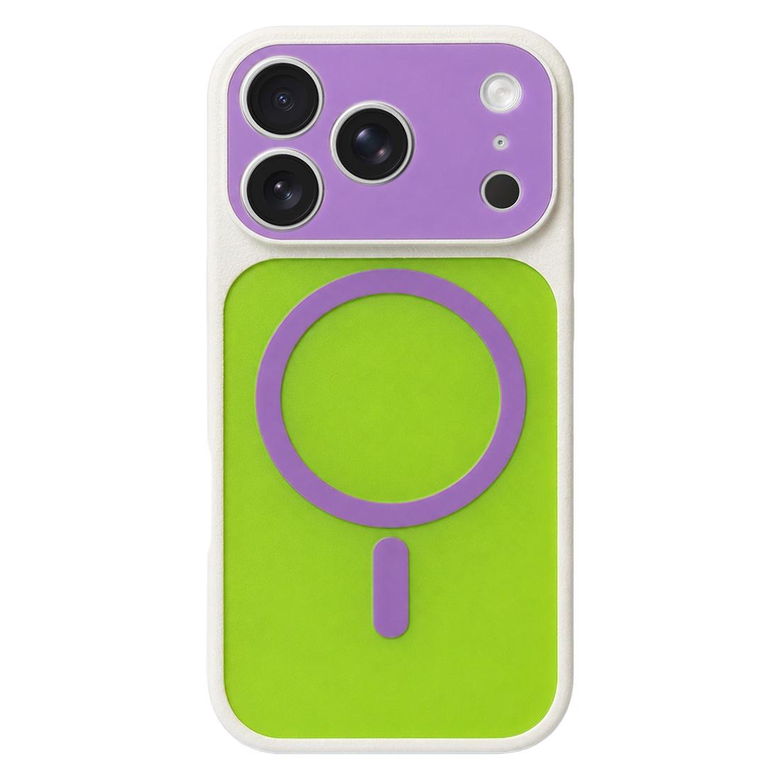 For iPhone 17 Pro Color Blocked Fruity PC Hybrid TPU Magnetic Phone Case - Grass Purple - EDA009800202B
