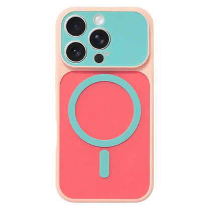 For iPhone 16 Pro Color Blocked Fruity PC Hybrid TPU Magnetic Phone Case - Ice Blue - EDA009800206A