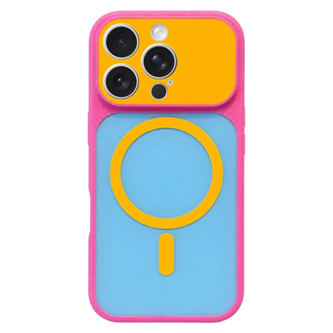 For iPhone 16 Pro Color Blocked Fruity PC Hybrid TPU Magnetic Phone Case - Turmeric - EDA009800206C