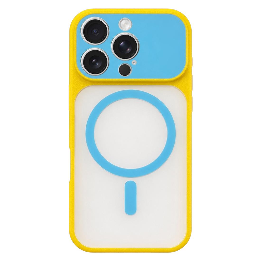 For iPhone 16 Pro Color Blocked Fruity PC Hybrid TPU Magnetic Phone Case - Sky Blue - EDA009800206D