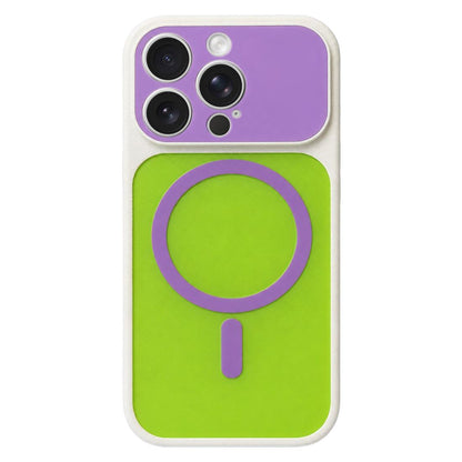 For iPhone 15 Pro Max Color Blocked Fruity PC Hybrid TPU Magnetic Phone Case - Grass Purple - EDA009800208B