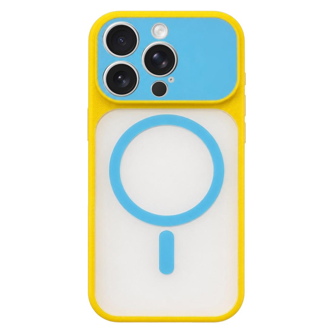 For iPhone 14 Pro Color Blocked Fruity PC Hybrid TPU Magnetic Phone Case - Sky Blue - EDA009800212D