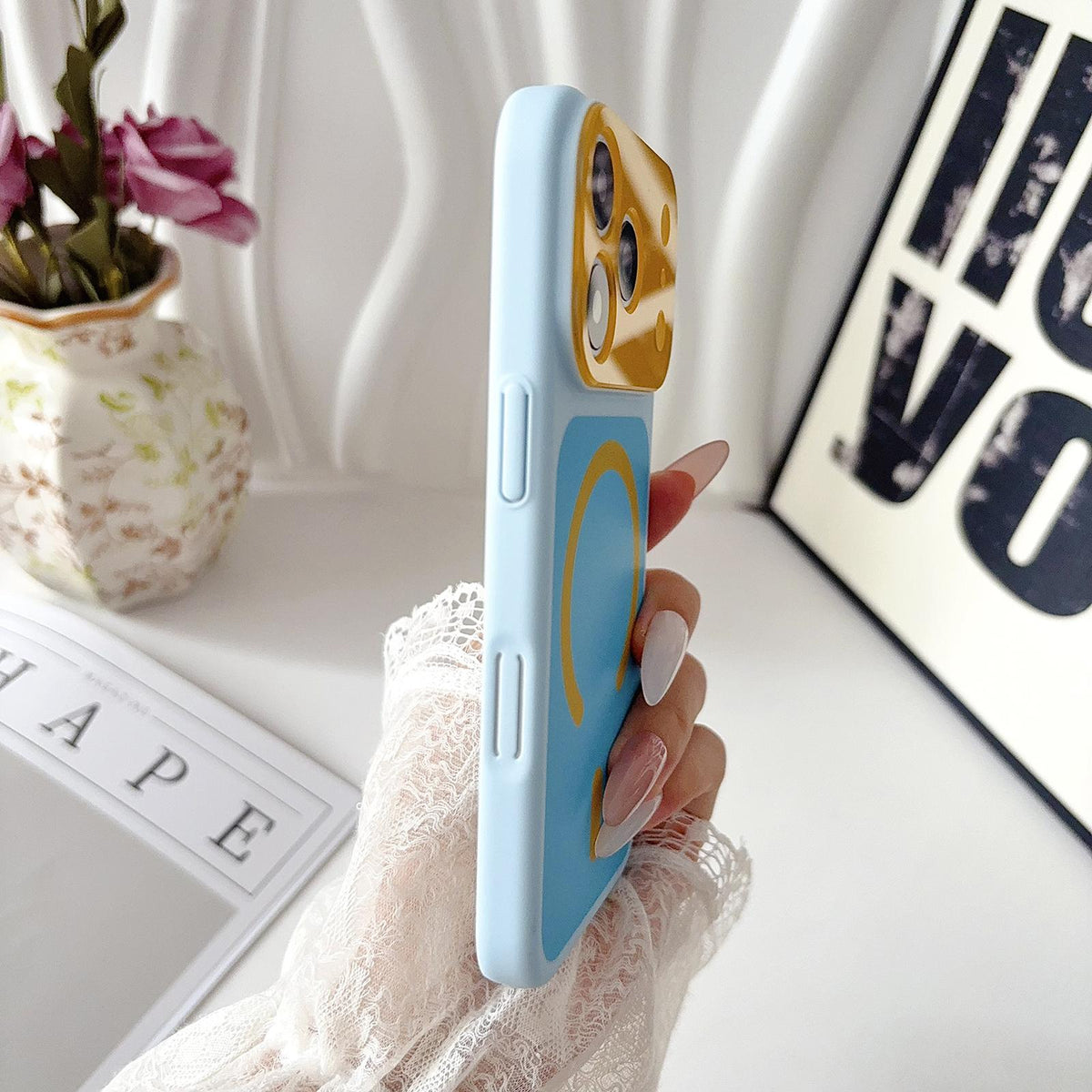 For iPhone 17 Pro Max Color Blocked Fruity PC Hybrid TPU Magnetic Phone Case - Ice Blue - EDA009800201A
