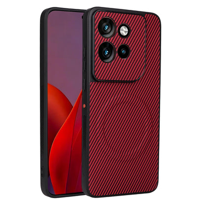 For Motorola Edge 60 Neo / Edge 50 Neo Precise Cutout Carbon Fiber Texture Vegan Leather Phone Case - Red - EDA009801303B