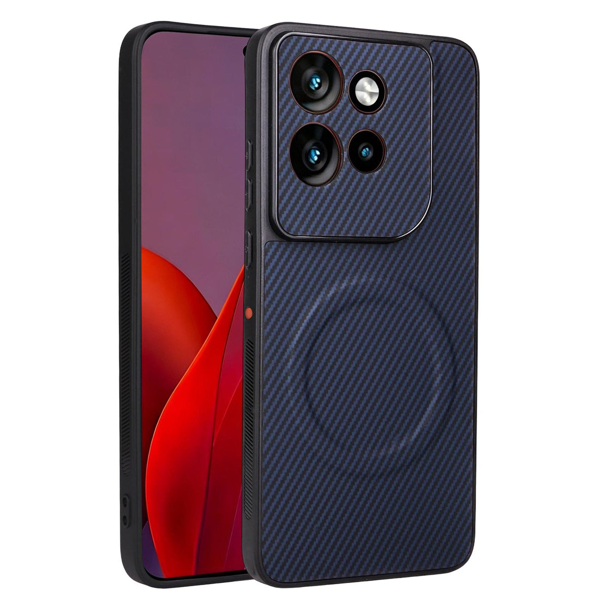 For Motorola Edge 60 Neo / Edge 50 Neo Precise Cutout Carbon Fiber Texture Vegan Leather Phone Case - Blue - EDA009801303D