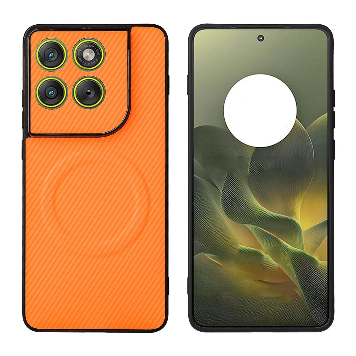 For Motorola Edge 70 5G / Moto X70 Air 5G Precise Cutout Carbon Fiber Texture Vegan Leather Phone Case - Orange - EDA009801304A