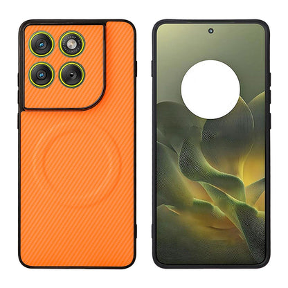 For Motorola Edge 70 5G / Moto X70 Air 5G Precise Cutout Carbon Fiber Texture Vegan Leather Phone Case - Orange - EDA009801304A