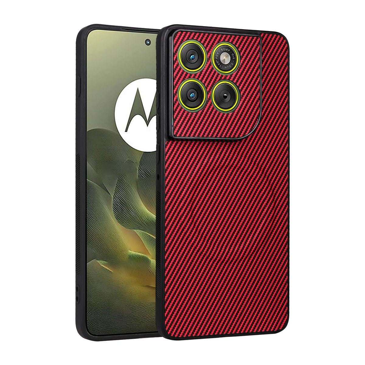 For Motorola Edge 70 5G / Moto X70 Air 5G Precise Cutout Carbon Fiber Texture Vegan Leather Phone Case - Red - EDA009801304B