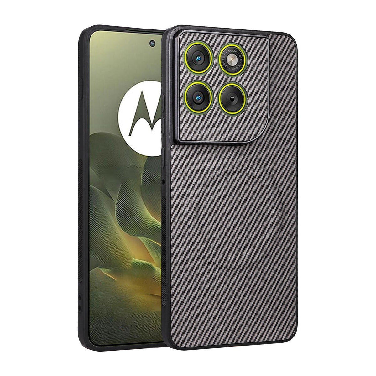 For Motorola Edge 70 5G / Moto X70 Air 5G Precise Cutout Carbon Fiber Texture Vegan Leather Phone Case - Grey - EDA009801304C