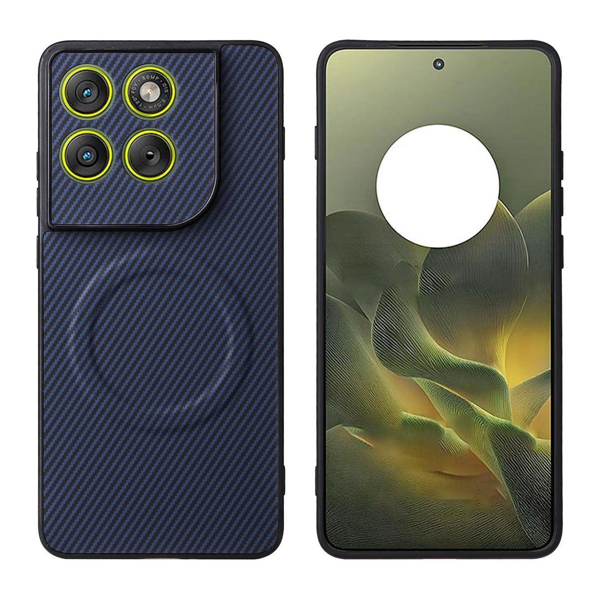 For Motorola Edge 70 5G / Moto X70 Air 5G Precise Cutout Carbon Fiber Texture Vegan Leather Phone Case - Blue - EDA009801304D
