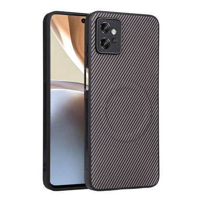 For Motorola Moto G32 Precise Cutout Carbon Fiber Texture Vegan Leather Phone Case - Grey - EDA009801311C