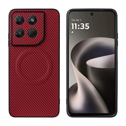 For Motorola Moto G37 Power Precise Cutout Carbon Fiber Texture Vegan Leather Phone Case - Red - EDA009801313B