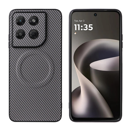 For Motorola Moto G37 Power Precise Cutout Carbon Fiber Texture Vegan Leather Phone Case - Grey - EDA009801313C