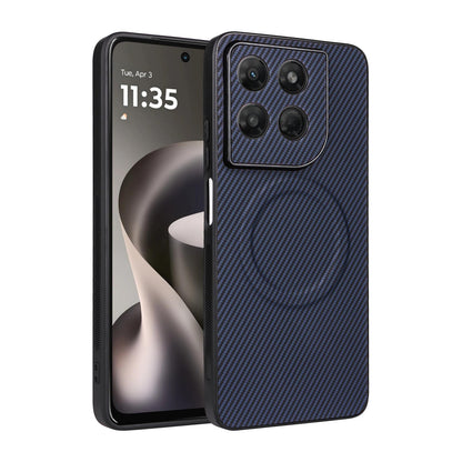 For Motorola Moto G37 Power Precise Cutout Carbon Fiber Texture Vegan Leather Phone Case - Blue - EDA009801313D